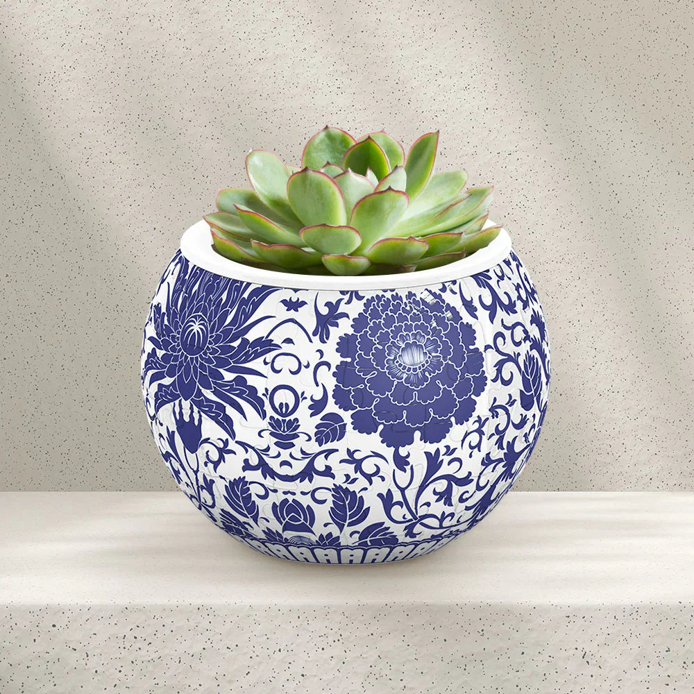 Oriental Floral Ornament - Flower Pot Jigsaw Puzzle