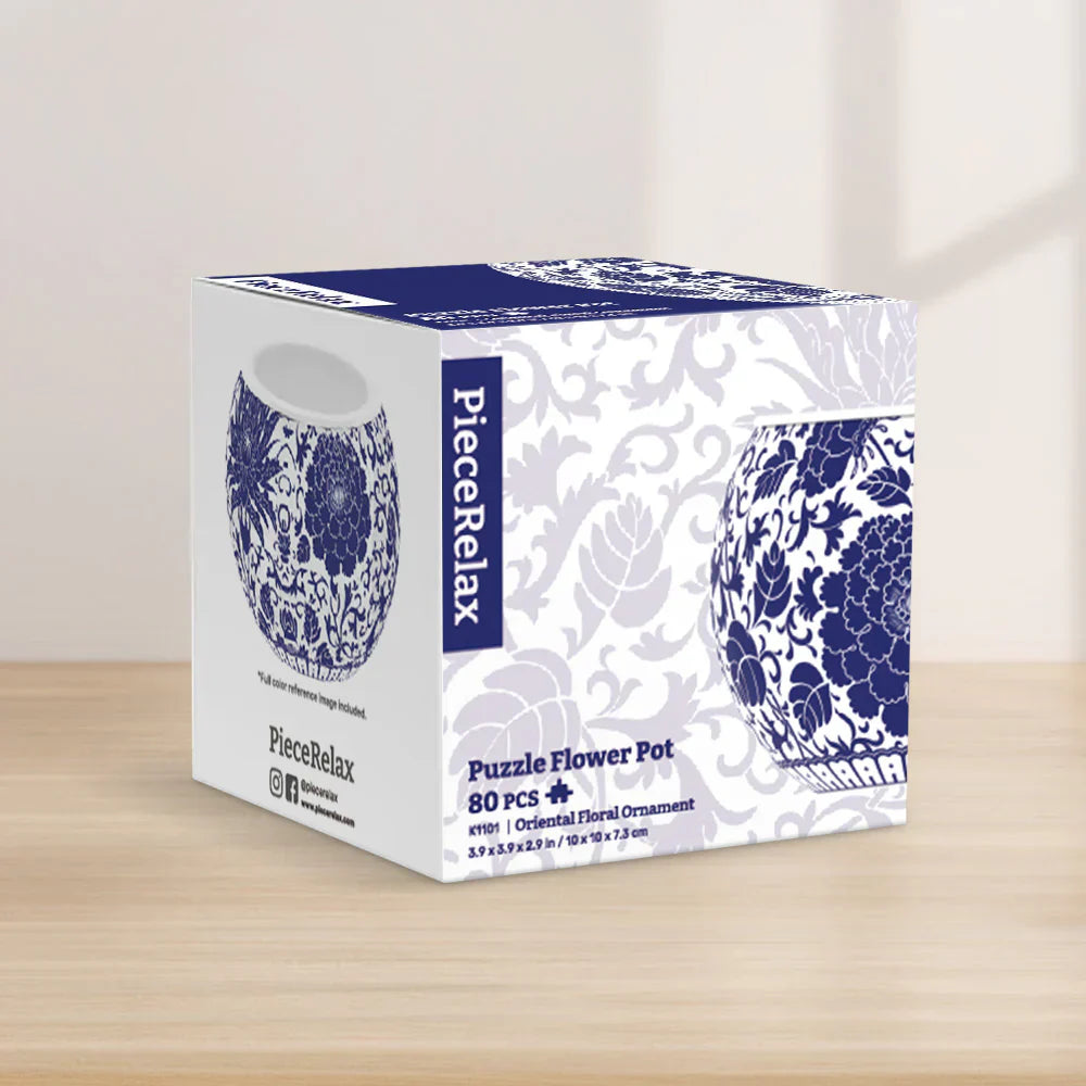 Oriental Floral Ornament - Flower Pot Jigsaw Puzzle