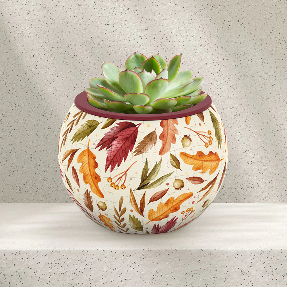 Dancing Leaves in Fall - Flower Pot Jigsaw Puzzle