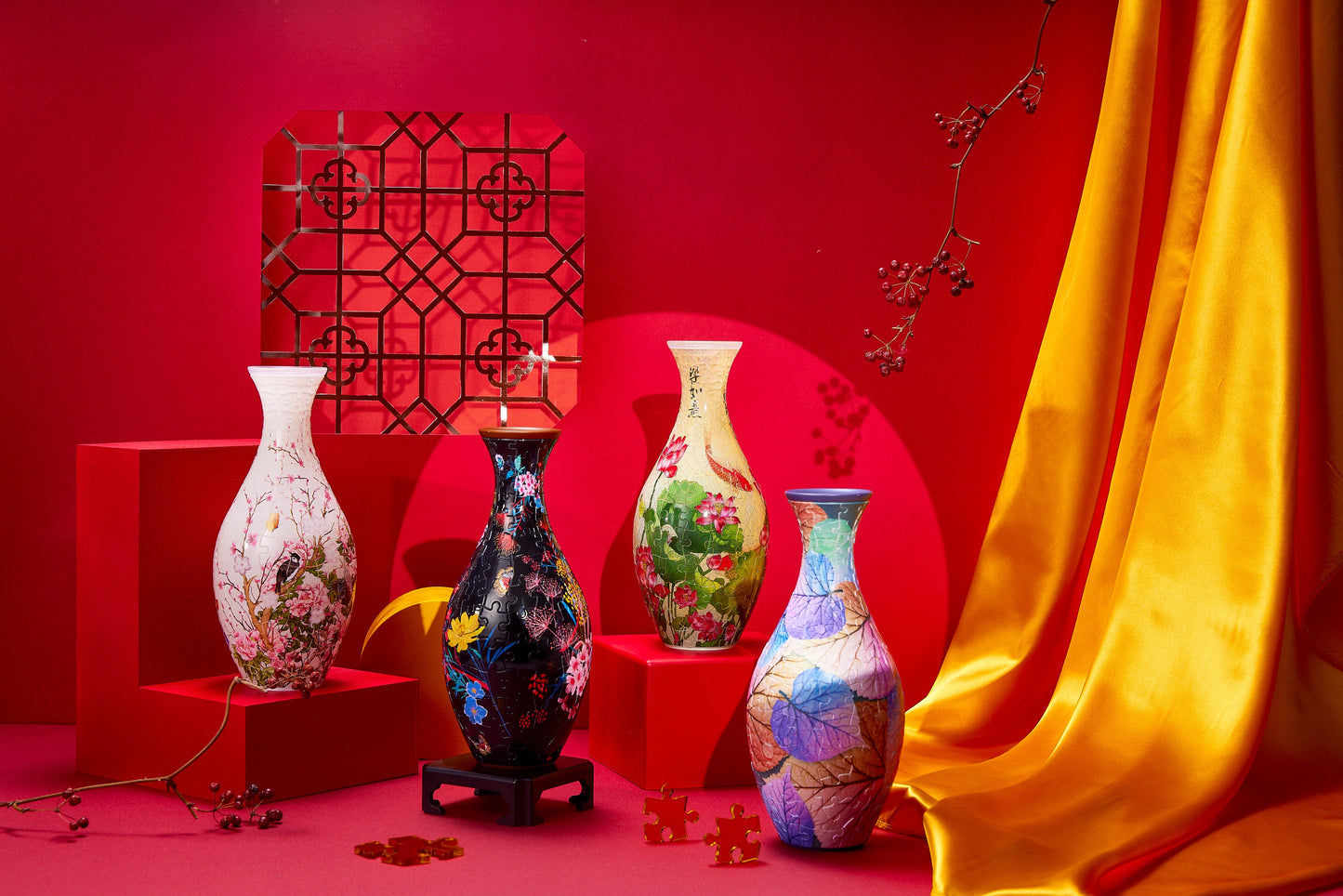 Flowers and Birds - 3D Puzzle Vase Jigsaw Puzzle