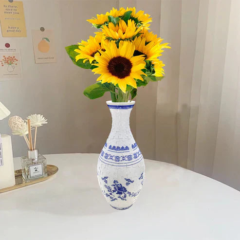 DIY 3D Puzzel Vaas – Moderne Decoratieve Vaas met Verwijderbare Waterhouder
