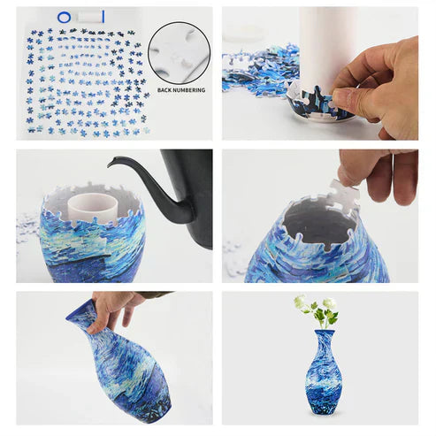 DIY 3D Puzzel Vaas – Moderne Decoratieve Vaas met Verwijderbare Waterhouder