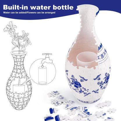 DIY 3D Puzzel Vaas – Moderne Decoratieve Vaas met Verwijderbare Waterhouder