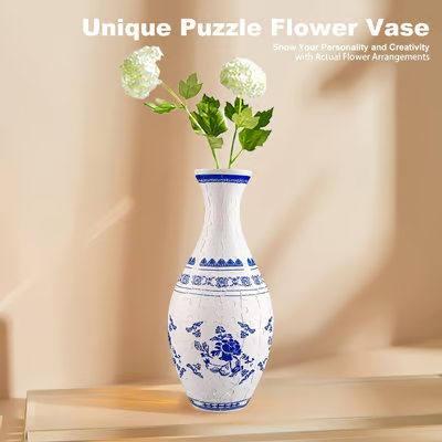 DIY 3D Puzzel Vaas – Moderne Decoratieve Vaas met Verwijderbare Waterhouder