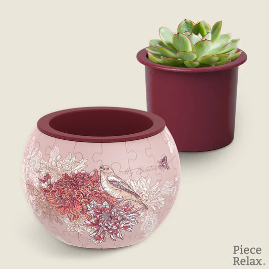 Singing Birds and Flowers - Flower Pot Jigsaw Puzzle
